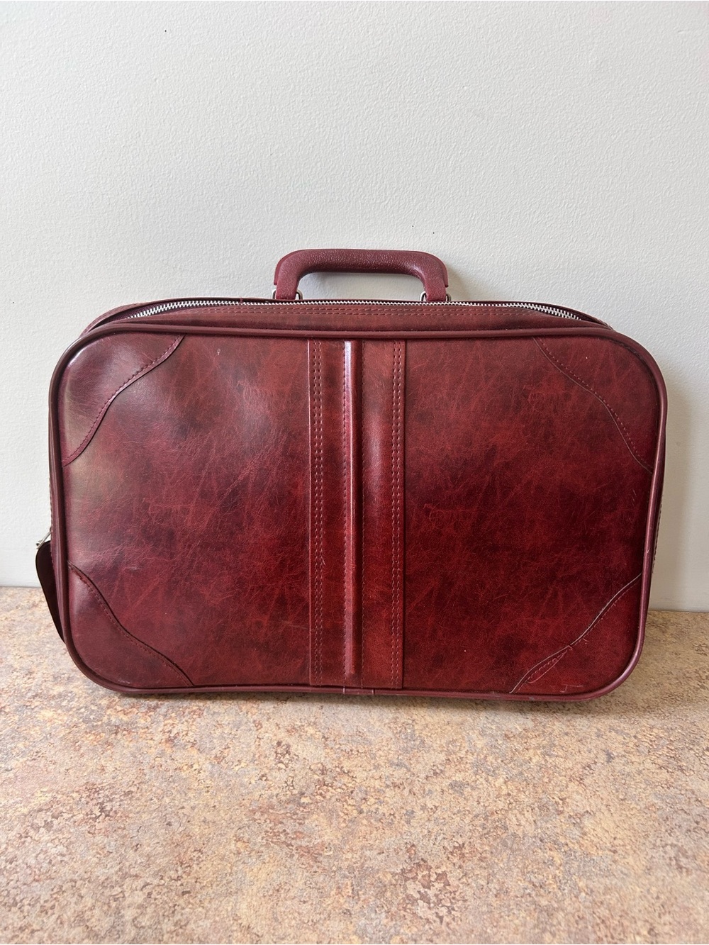 Vintage 70s Vegan Leather Overnight Bag or Briefcase 16x10x4